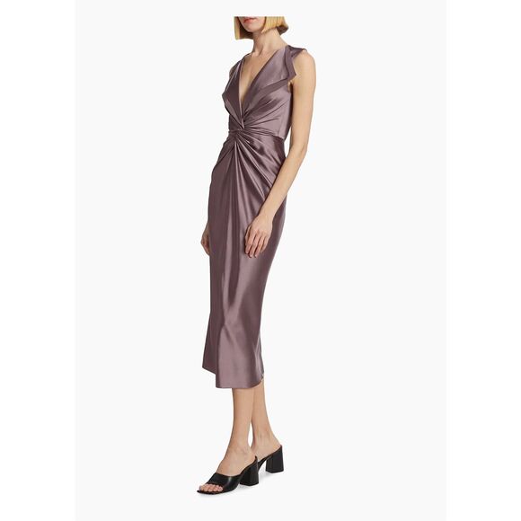 NWT Prabal Gurung Womens Lily Twist Front Sleeveless Midi Dress Mink Size 8 - Picture 3 of 11